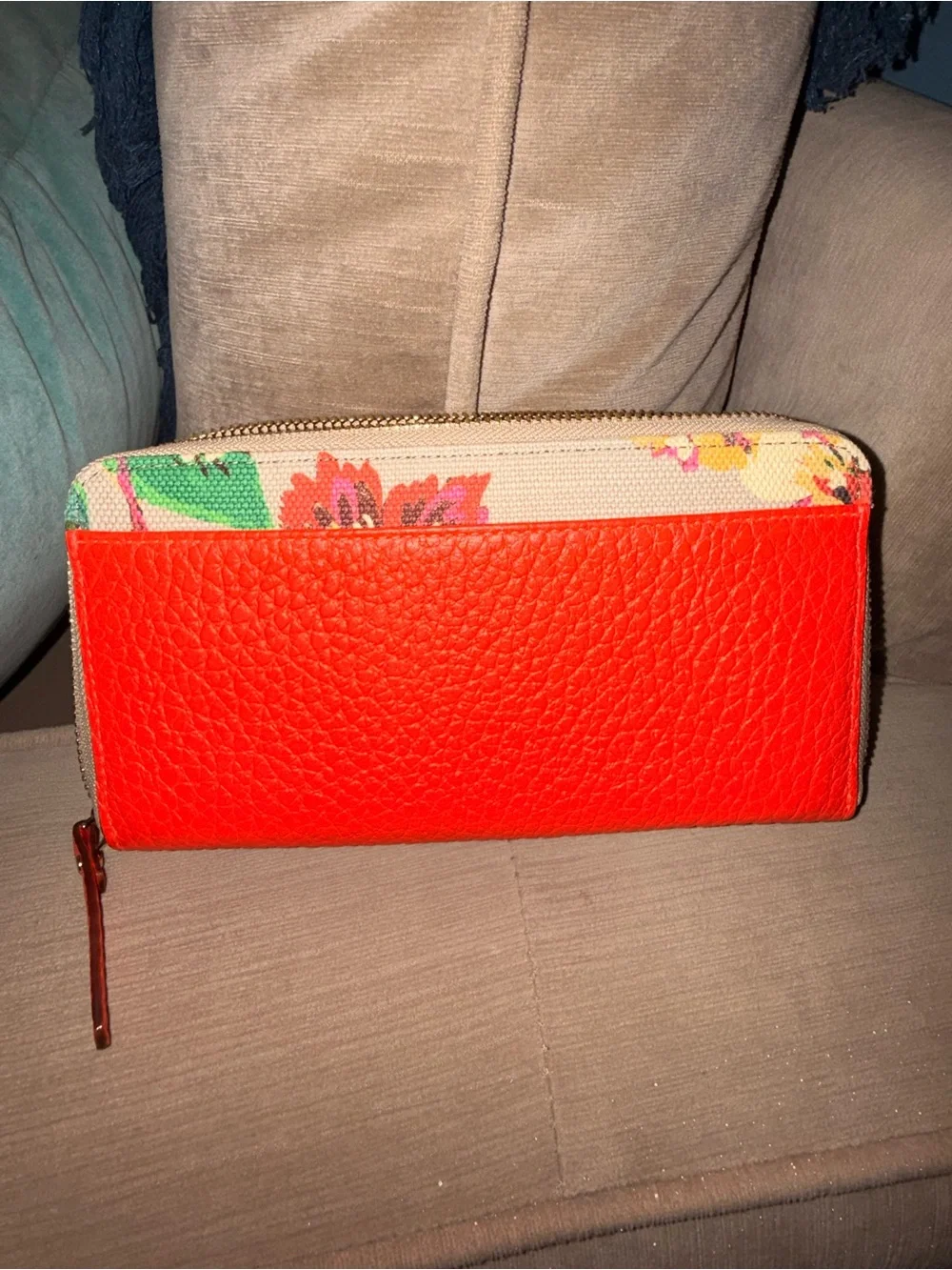 kate spade Orange and Beige Striped Canvas Tote with Brown Handles